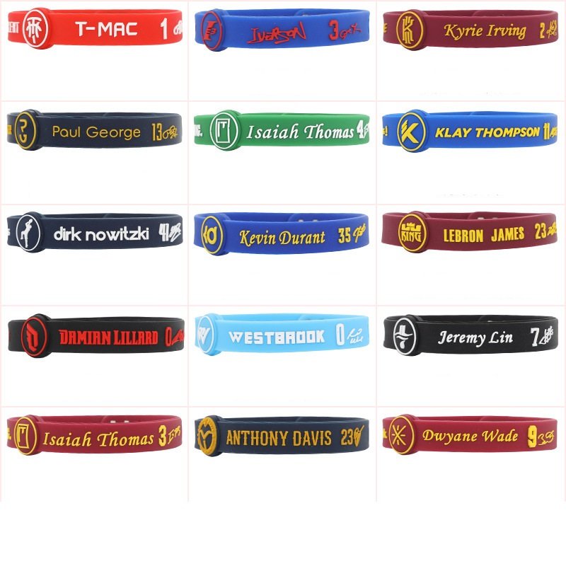 Silicone Bracelet Fashion Basketball Star Logo Wristband Buckle Ribbon Lace Up Chain Adjustable Size Bracelets